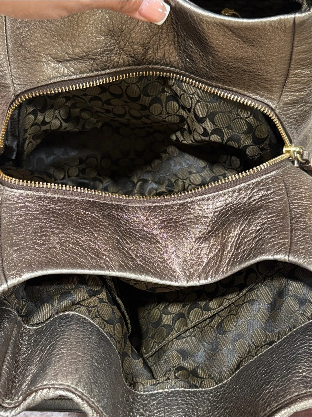 COACH Madison Phoebe Shoulder Bag in Metallic Leather